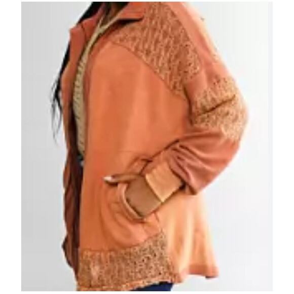 Gimmicks Buckle Lace Full Zip Cardigan Sweatshirt Mineral Wash Orange Size S - Picture 2 of 10